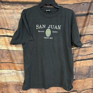 Men's T-Shirt Dark Gray M San Juan Puerto Rico Palm Tree 100% Cotton Crew Neck